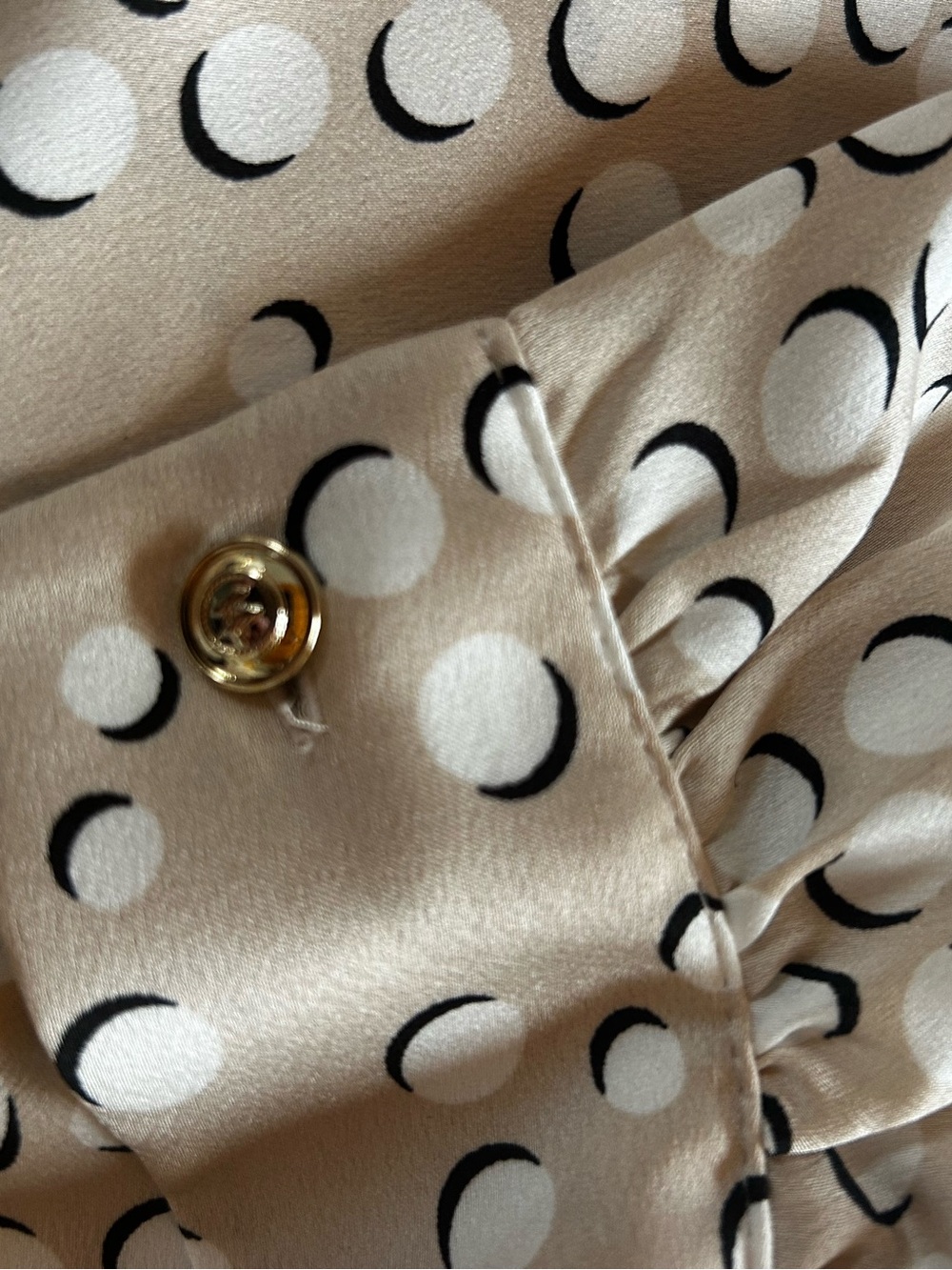 Karl Lagerfeld Cream Button-Down Ruffle Blouse with Dot Print - Picture 6 of 6